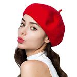 AXTITUDE Unisex Wool Blend French Artist Beret Cap (Red, Free Size)