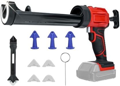 Cordless Caulking Gun for Milwaukee 18V Battery,Electric Caulking Adhesive Guns with 450lm LED Light and 4 Adjustable Speeds,Anti-Drip,10 Oz/300ml for Kitchen,Bathroom,Window Sealing( Not Battery)