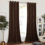 NICETOWN Velvet Curtains 102 inches Long, Thermal Insulated Velvet Curtains, Farmhouse Extra Long Sound Reducing Heavy Matt Solid Drapes/Panels for Holiday (Brown, 2 Panel Per Pack, 102 inches Long)