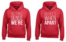 shop4ever Nothing Makes Sense When We're Apart Couples Matching Hoodie Sweatshirts - Red - Medium