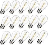 BORT 15 Pack-LED S14 Replacement Bulbs, Shatterproof LED Filament Bulb, 1W(10W Equivalent), Fits for Outdoor String Lights/Patio Lights, Warm 2200K, Non-Dimmable , E26 Standard Screw Base, Clear Plastic (S14-15 Pack)