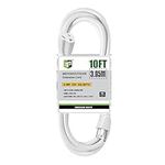 EP 10 Ft Outdoor Extension Cord - 16/3 SJTW Durable White Electrical Cable with 3 Prong Grounded Plug, UL Listed