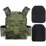 Tactical Airsoft Vest Hunting vest Quick Release Mens 1000D Nylon Military Plate Carrier Vest Adjustable Molle Combat Vest for Airsoft Paintball Wargame CS Outdoor Game (CAMO Green)