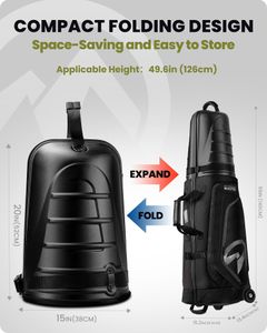 OutdoorMaster Golf Travel Bag with Wheels – Hard Case Top, Lightweight, Black