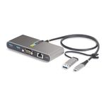 StarTech.com 2-Port USB-C Hub with Gb Ethernet and RS232 FTDI Serial, Attached USB-C to USB-A Dongle, 100W PD Pass-Through, 2X USB-A 5Gbps