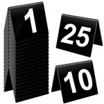 25 Pieces Table Numbers 1-25, Double Side Numbered Table Tents Acrylic Tent Table Numbers, Plastic Table Tent Cards for Wedding Reception Party Banquets (Black)