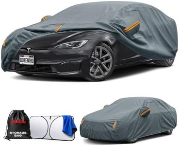 Waterproof Heavy Duty Car Cover Custom Fit Tesla Model S(2012-2026), Outdoor Covers with Sunshade, Cotton Liner and Breathable Ventilation Mesh, Full Exterior Cover Sun Rain UV Protection with Zipper
