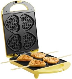 Bestron Gaufrier, Pour réaliser des gaufres en forme de cœur piquées sur des bâtonnets, Design rétro, Sweet Dreams, 780 W, Jaune