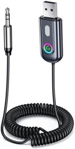 MEETELLALA Bluetooth Car Adapter,Bluetooth Receiver 5.3 USB Hi-Fi Music Audio Adaptor with Aux 3.5mm,Plug and Play Supports Hands-Free Calls Built-in Microphone,Aux Bluetooth Adapter for Car