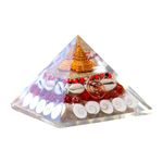 Orgonite Shop Crystal Wealth Orgone Laxmi Pyramid - 80-90MM Approx Crystal Natural Gomati Chakra with Shree Yantra Pyramid, Success, Prosperity