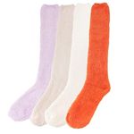 BambooMN Women's Fuzzy Knee High Socks - Polka Dots and Solid Colors - 2 Sizes - 1 Pair Pack, Assortment B, 4-10