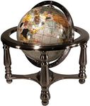 Unique Art 13" Tall 9" Diameter Pearl Powder Ocean Desktop 4-Leg Silver Stand Gemstone Globe