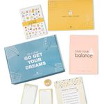 Go Get Your Dreams Combo Journal Kit - Find Your Balance 4 Month Planner (Sunset Peach); Weekly Planner; Sticker Book; Meal Planner; Set of 2 Notepads; Fridge Magnet | Journal Gift Set