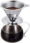 vevouk Pour over Coffee Maker set, 600ml Borosilicate Glass Carafe with handle and a Rust Resistant Stainless Steel Paperless Filter,Mesh Cone Filter for 1-4 Cups