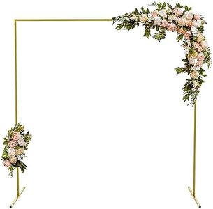 SpringUp Wedding Arches for Ceremony,Wedding Arch Backdrop Stand, Square Metal Balloon Arch Stand Garden Arbor Frame for Wedding Birthday Party(Gold 2x2 Meters)