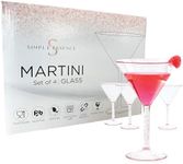 Simple Essence Rose Gold Glitter Plastic Martini Glasses with Stem (Set of 4), 9.5 Ounce, Unbreakable Reusable Cocktail Glasses - Ideal for Parties, Poolside, RV, Camping, Holiday, Entertaining