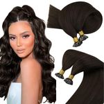 Sunny Hair Flat Tip Hair Extensions Human Hair Keratin Hair Extensions Invisible Fusion Hair Extensions Human Hair Real Hair Extensions for Women 50G/50S Dark Brown 16inch