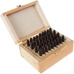 Stalwart - 75-ST6040 Letter and Number Steel Punch Stamp Set, 36 Piece Stamping Punch and Die Wood Storage Case By (For Metal Keys Crafts Leather and More)