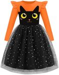 Arshiner Toddler Tulle Dress Long Sleeve Halloween Party Formal Sparkle Tutu Fall Winter Dresses Little Girls Black 3T