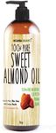 Molivera Organics Sweet Almond Oil 16 fl oz. 100% Pure and Natural, Cold Pressed Moisturizer for Skin and Hair