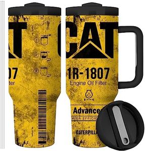 Equoza CAT 40oz Tumbler with Handle Lid and Straw Funny Tumbler For Men Dad Classic Creative Gift Double Wall Vacuun Stainless Steel Travel Mug Insulated Cup (CAT 1R-1807)