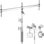 NEEWER Baby Triple Header Boom Arm with Five 5/8" Baby Pins for LED Light/Strobe Flash, One 1-1/8" Pin for C Stand/Light Stand with 16mm Baby Stud or 28mm Junior Receiver, Stainless Steel, UA005