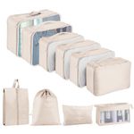 10 Set Packing Cubes for Suitcases, Packing Cubes Travel Essentials Organizer Bags, Travel Packing Organizers (Beige)