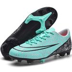 Rokiemen Football Boots Men's Professional Competition Athletics Training Sneakers Breathable Soccer Shoes Outdoor Football Shoes for Teenage Unisex Cyan UK 9.5