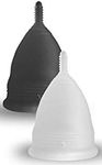 Blossom Menstrual Cup, Say No to Tampons | Get Blossom Cups for Menstrual Days | Period Cup, Reusable Menstrual Cup, Silicone Cup, Set of 2 Cups (Lg Black, Sm Clear)