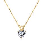 MOOSEA Heart Moissanite Necklace for Women, 1ct D Color VVS1 Clarity Lab Created Diamond Necklace 14K White Yellow Rose Gold Vermeil S925 Sterling Silver 3 Prong Moissanite Pendant Necklace for Women