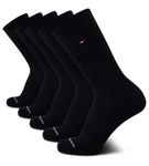 Tommy Hilfiger Men's Athletic Socks - Cushioned Crew Socks (5 Pack), Pure Black, 7-12