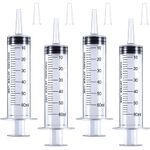 4 Pack 60mL Large Syringe for Liquid with Tip Cap, Individually Sterile Sealed Plastic Liquid Syringes with Measurement for Scientific Labs, Measuring Liquids, Feed Pets, Medical Student, Oil or Glue Applicator