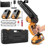 JYGMPRO Mini Chainsaw 8 Inch, Cordless Chainsaw Brushless Motor with 2×2.0AH Batteries, 2 Chains, 10m/s Chain Speed Electric Handheld Chainsaw for Branch Wood Cutting Garden Tree Logging Trimming