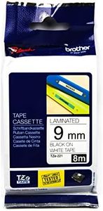 Brother Genuine TZe-221 Laminated Tape, Black on White, 9mm x 8m