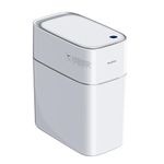 JOYBOS Automatic Motion Sensor Bathroom Trash Cans with Lid, 3.8 Gallon Touchless Trash Bin, Smart Plastic Slim Garbage Can Small White Wastebasket for Toilet Office rv Bedroom Living Room