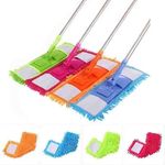 KUCHYNE Special Wet and Dry Cleaning Flat Microfiber Floor Cleaning Mop with Steel Rod Long Handle Dry Mop Microfiber Mops for Floor Cleaning, with Hight Adjustable Handle and 1 Washable Mops Pads