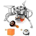 Odoland 6800W Windproof Camping Gas Stove, Portable Outdoor Camping Furnace, Folding Wild Camp Gas Burner, Backpacking Stove Suitable for Hiking, Camping, Trekking and Picnic