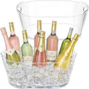 Lifewit 11.5L Ice Bucket for Parties 2 Pcs, Large Plastic Drink Cooler for Champagne Wine, Beer, Clear Beverage Tub for Mimosa & Cocktail Bar, Portable Chiller for Party Hosting & Serving