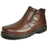 bravo! Men Waterproof Winter Boot DEAN-4 with Fur Lining and Double Zipper Brown Men Size 8