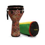 Kadence Djembe Drum 12” Fiber Skin, African Hand Carved Percussion Drum, With easy tuning brackets for beginners/professionals (12 Inch) (KAD-DJE-12)