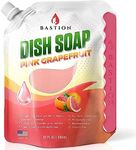 Bastion Dish Soap - Liquid Dishwashing Degreaser & Detergent - Pink Grapefruit Fragrance - 32oz Refill Pouch- All Natural - Cruelty-Free