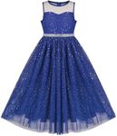 Sunny Fashion Girls Dress Blue Sequ