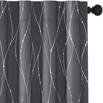 Deconovo Blackout Curtains for Bedroom 84 Inches Long - Gifts for Mom, Curtains for Living Room, Back Tab Curtains & Drapes with Pattern Design for Windows (52 x 84 Inch, Dark Grey, 2 Panels)