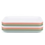 KEILEOHO 10 PCS 30 x 23cm Plastic Fast Food Serving Trays, 12x9 Inch Rectangular Serving Lap Tray, Cafeteria Serving Tray for Food Serving Home Hotel Restaurant, 5 colors