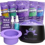 Tress Wellness Waxing Kit - Easy to use - Hard Wax Beads Hair Removal Wax Beans for Wax Pot - Wax Warmer/Heater - Wax Machine - Professional Full kit with Waxing Beads - Black with Bowl