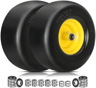 Upgrade 13x6.50-6 Lawn Mower Tires with 3/4" 1/2" 5/8" Bearing, 13x6.50-6 Tires Flat Free for Zero Turn Lawn Mower, 13x6.50-6 Flat Free Tire for Commercial Grade Lawn, 5.5"-7.5" Centered Hub