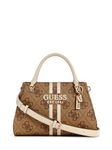 Guess Women Latte Logo Printed Noelle Luxury Satchel Bag