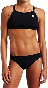 TYR Women's Solid Durafast Diamondback Workout Bikini,Black,Medium