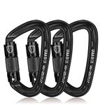 BEIFENG Auto Locking Carabiner 25KN Professional Rock Climbing Carabiner Obtained UIAA Certification Heavy Duty Carabiners Suitable for Rock Climbing, Camping, Rappelling, Rescue Black