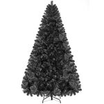 Yaheetech 6FT Hinged Spruce Christmas Tree Holiday Decoration Artificial Unlit Xmas Tree with 1000 PVC Flexible Tips,Black